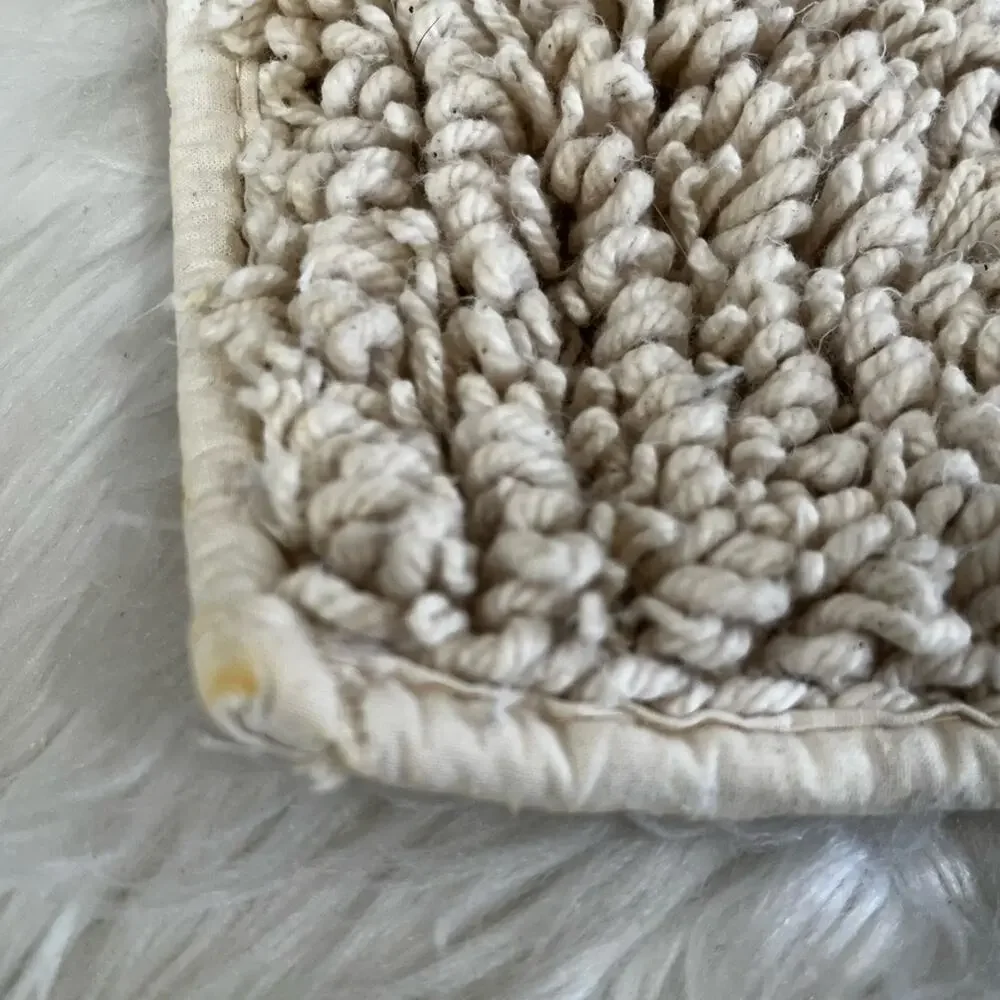 Ralph Lauren Vintage Spun Cotton Loop X-Large Plush Woven Tub Bathmat Cream Nude